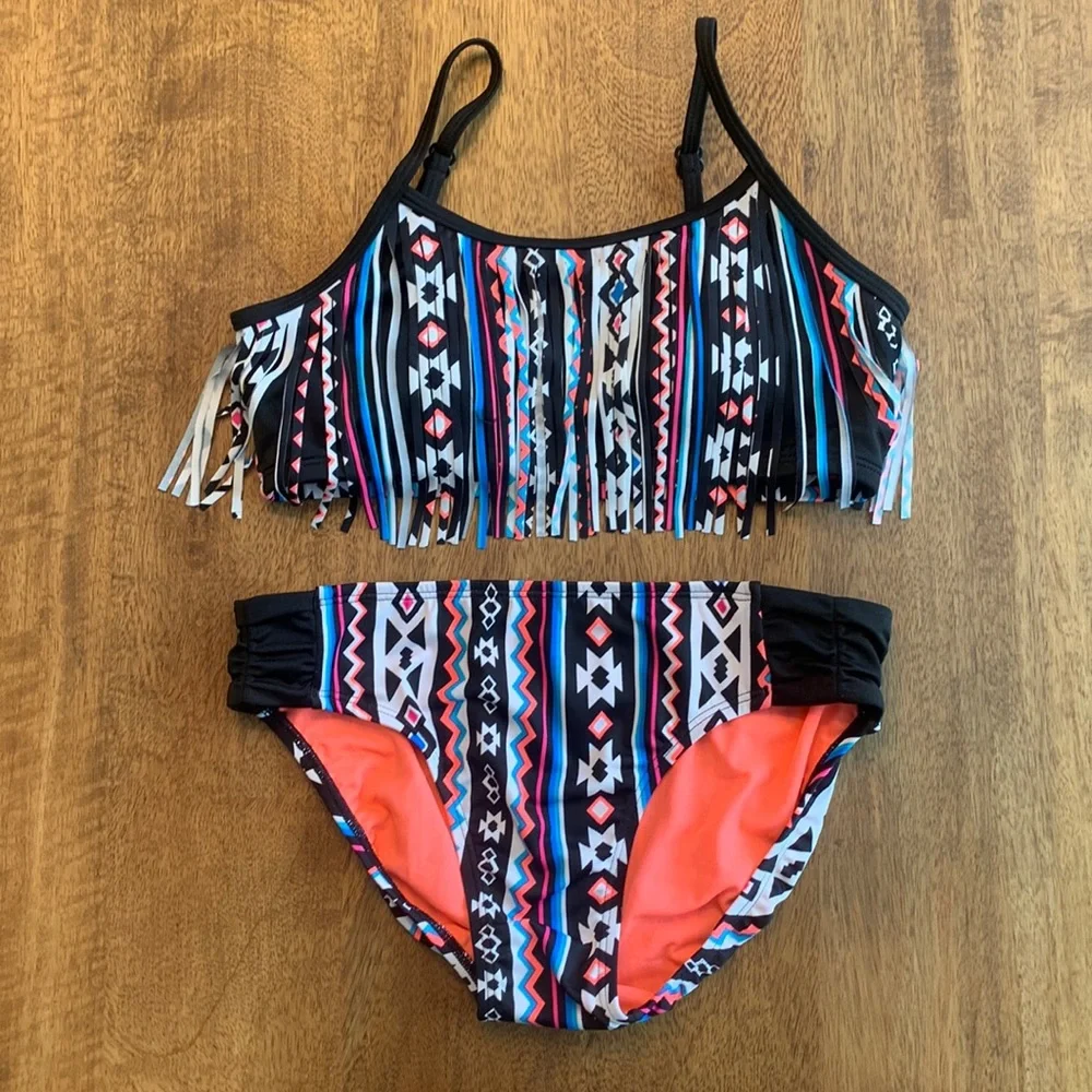 Fringed bikini big girls size 16